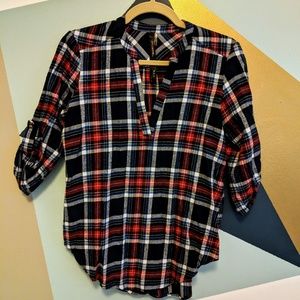 Red white and blue plaid tunic